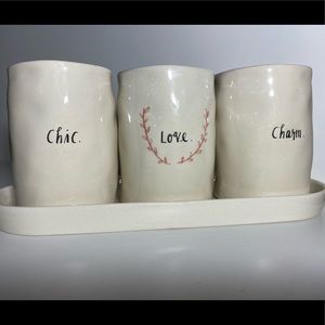 COPY - RAE DUNN MAKE UP BRUSH STORAGE SET